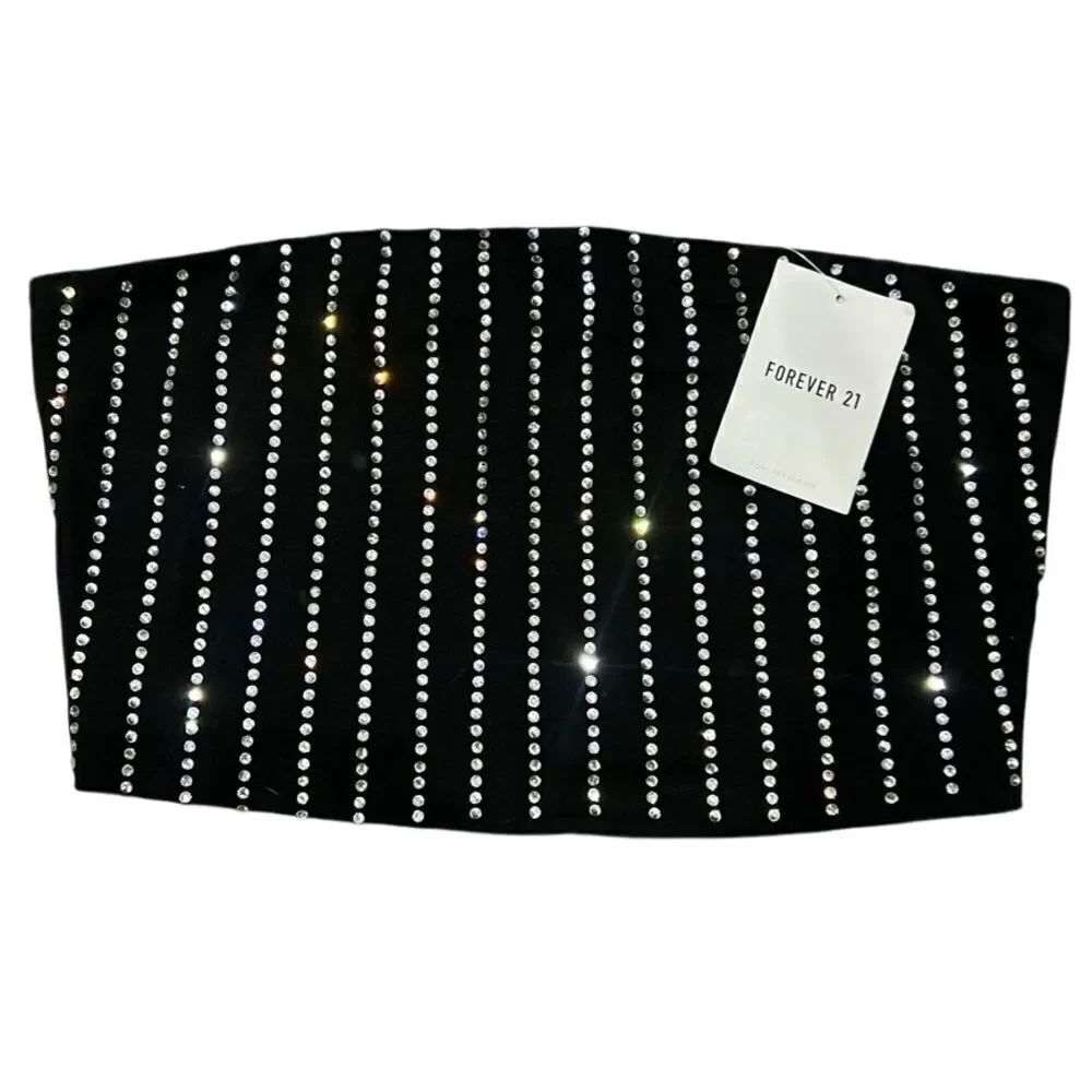Forever 21 bustier tube top knit black crystal size small